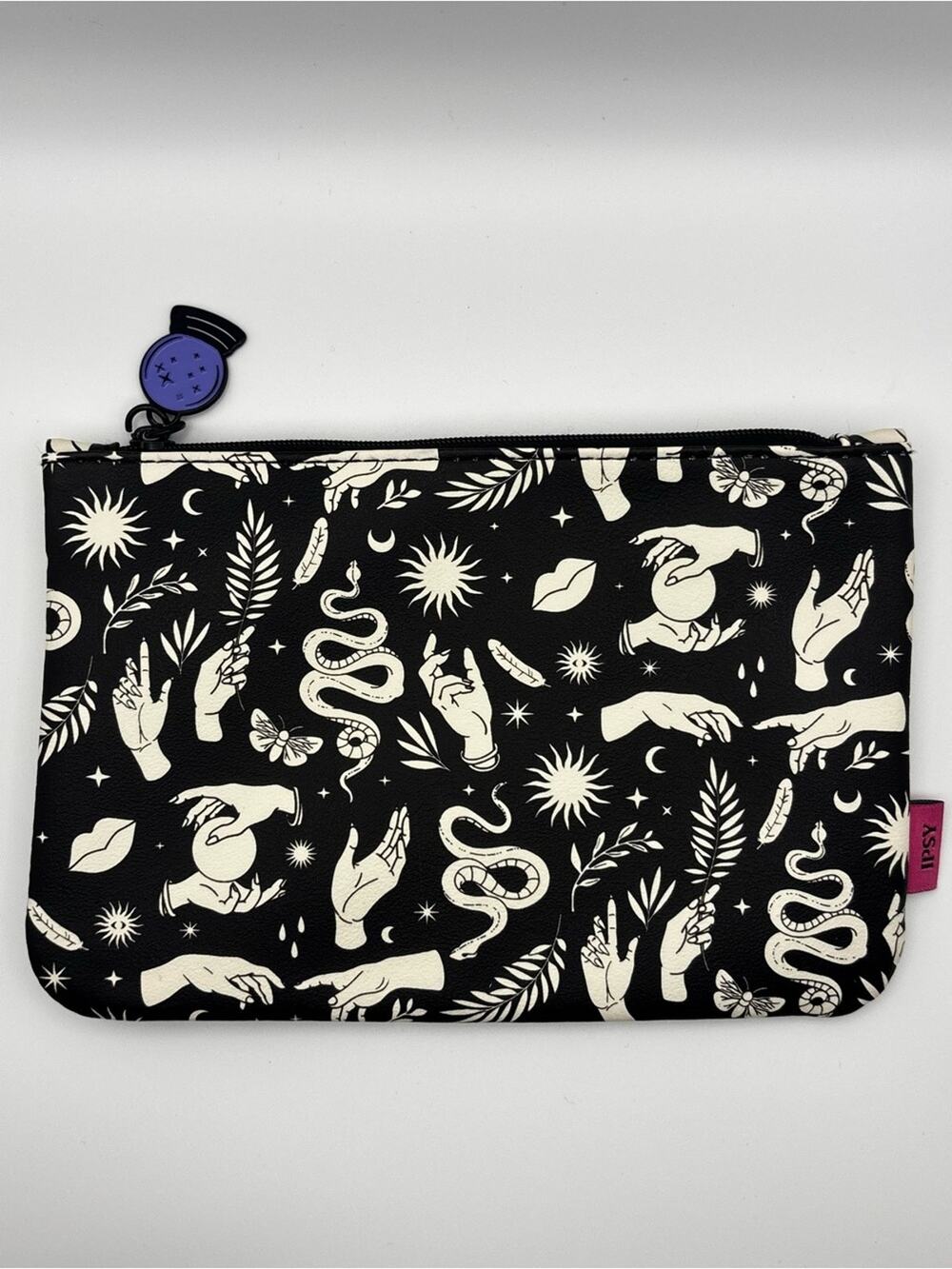 Mystical Witchy Print Cosmetic Makeup Bag Snakes Moon Sun Fortune Teller, Ipsy